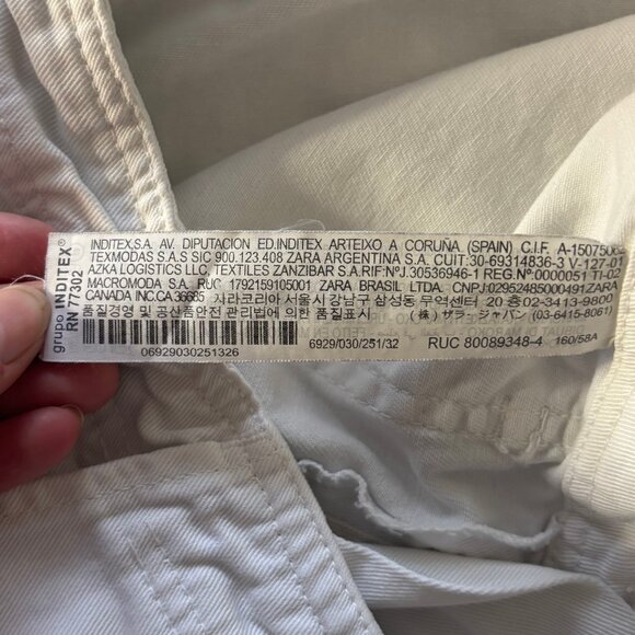 Zara CRISP! White Cotton High Waist Cargo Pants 0 - Picture 6 of 7